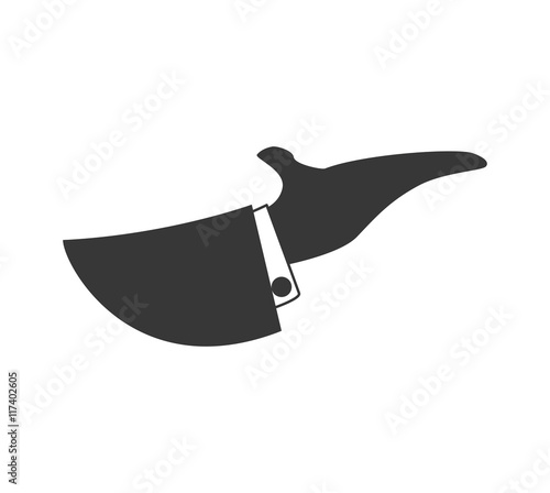 Waiter hand arm suit silhouette icon. Isolated and flat illustration. Vector graphic