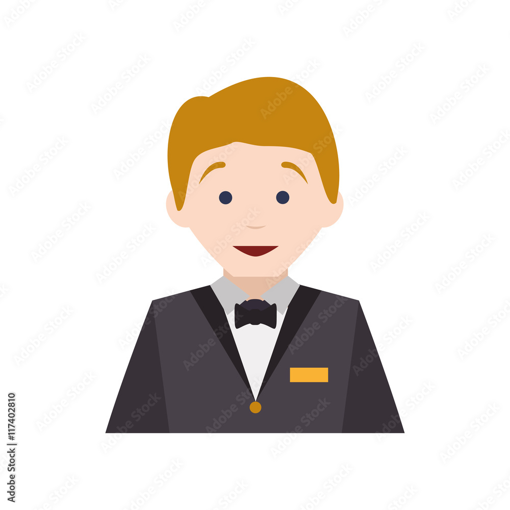 Waiter male avatar suit person icon. Isolated and flat illustration. Vector graphic Waiter male avatar suit person icon. Isolated and flat illustration. Vector graphic