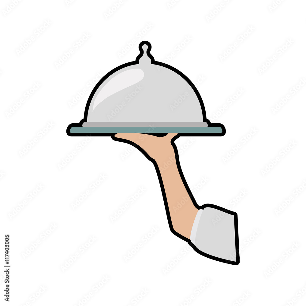 Waiter plate hand arm suit silhouette icon. Isolated and flat illustration. Vector graphic Waiter plate hand arm suit silhouette icon. Isolated and flat illustration. Vector graphic