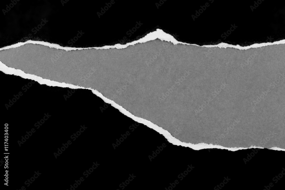 Rip in black paper on grey background. Copy space Stock Photo | Adobe Stock