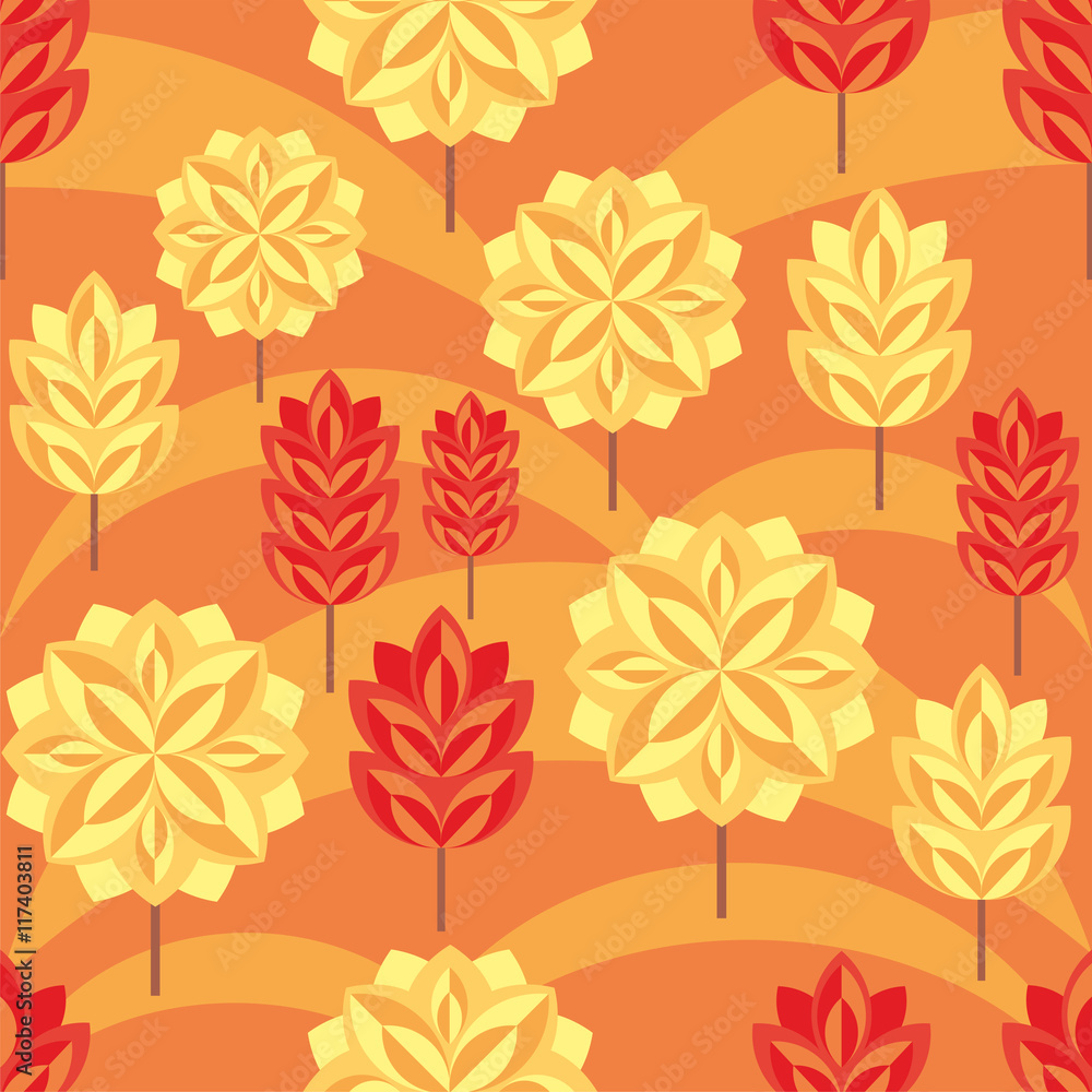 seamless pattern with the image of autumn forest 