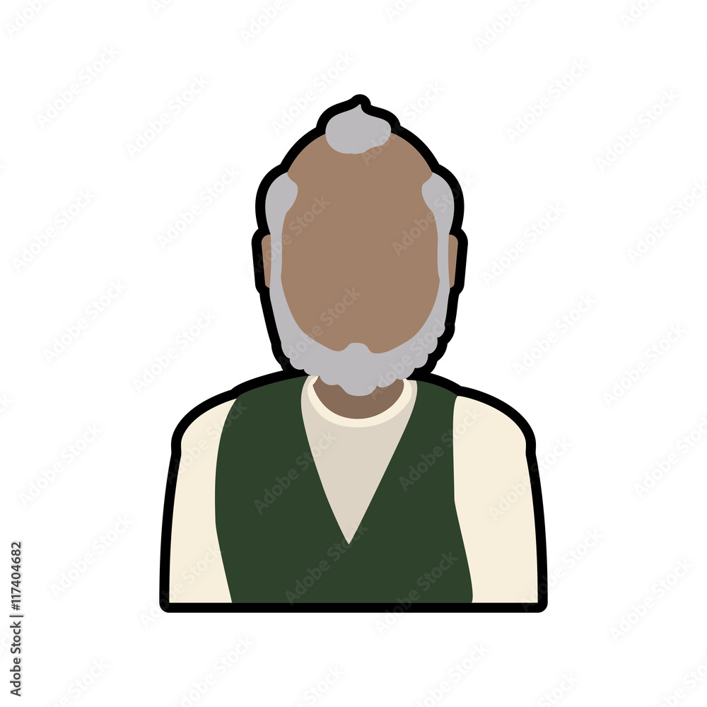 Grandfather male man hair grey icon. Isolated and flat illustration. Vector graphic