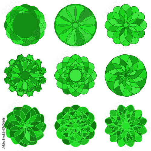 Set of Circle Geometric Ornaments. Vector