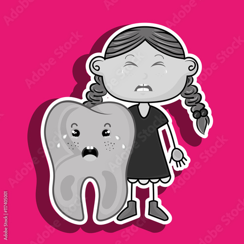 crying cartoon girl with colored clothes and crying cartoon toot