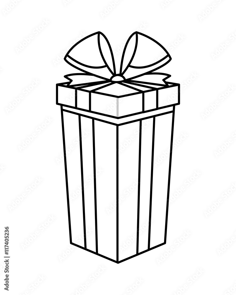 flat design gift box with bow icon vector illustration flat design gift box with bow icon vector illustration