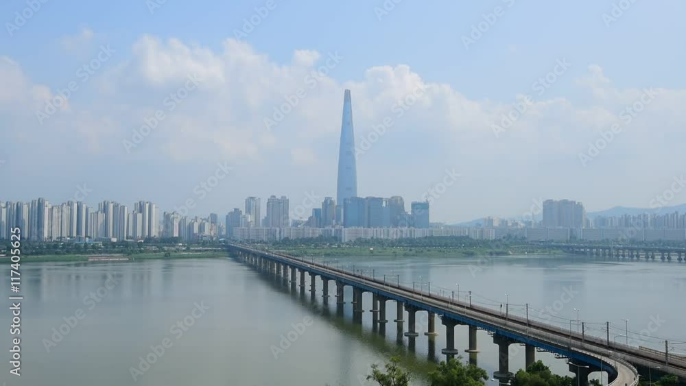 Seoul Subway and Bridge at Hanriver in Seoul, South korea. Seoul Subway and Bridge at Hanriver in Seoul, South korea.