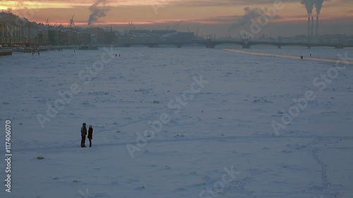 A winter cityscape of historic part of St Petersburg, Russia photo