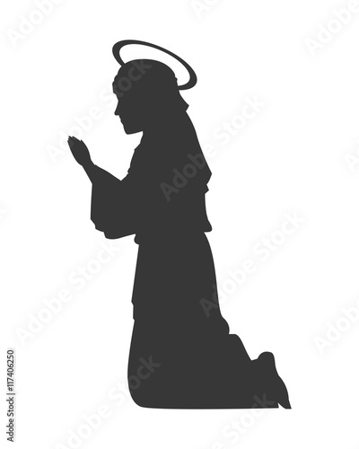 flat design virgin mary silhouette icon vector illustration