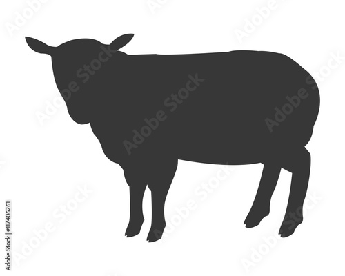 flat design sheep silhouette icon vector illustration