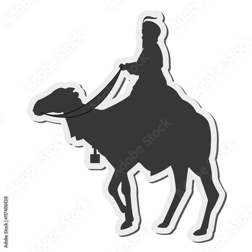 flat design magi with camel silhouette icon vector illustration