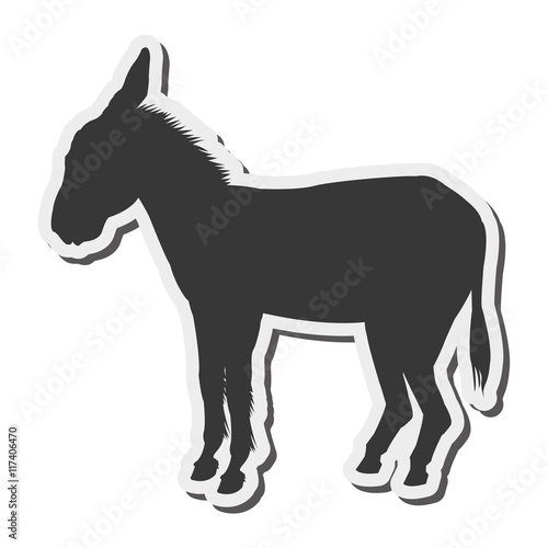 flat design donkey silhouette icon vector illustration