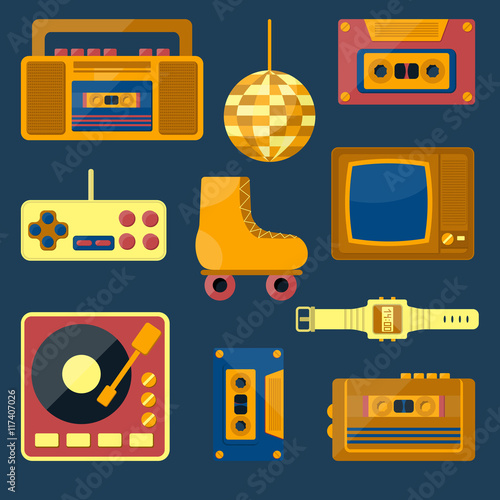 Vector cartoon retro icons