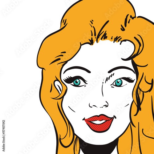 Woman pop art female avatar person retro vintage icon. Colorfull and flat illustration. Vector graphic