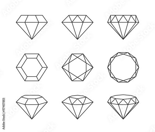 Set of diamonds isolated on a white background