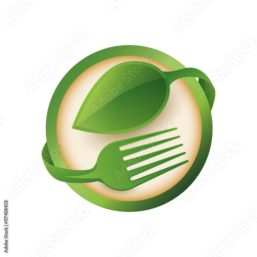 fork leaf green vegan organic icon. Isolated and flat illustration. Vector graphic