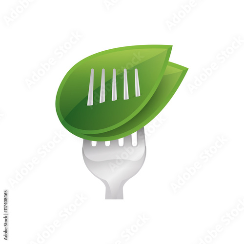 fork leaf green vegan organic icon. Isolated and flat illustration. Vector graphic