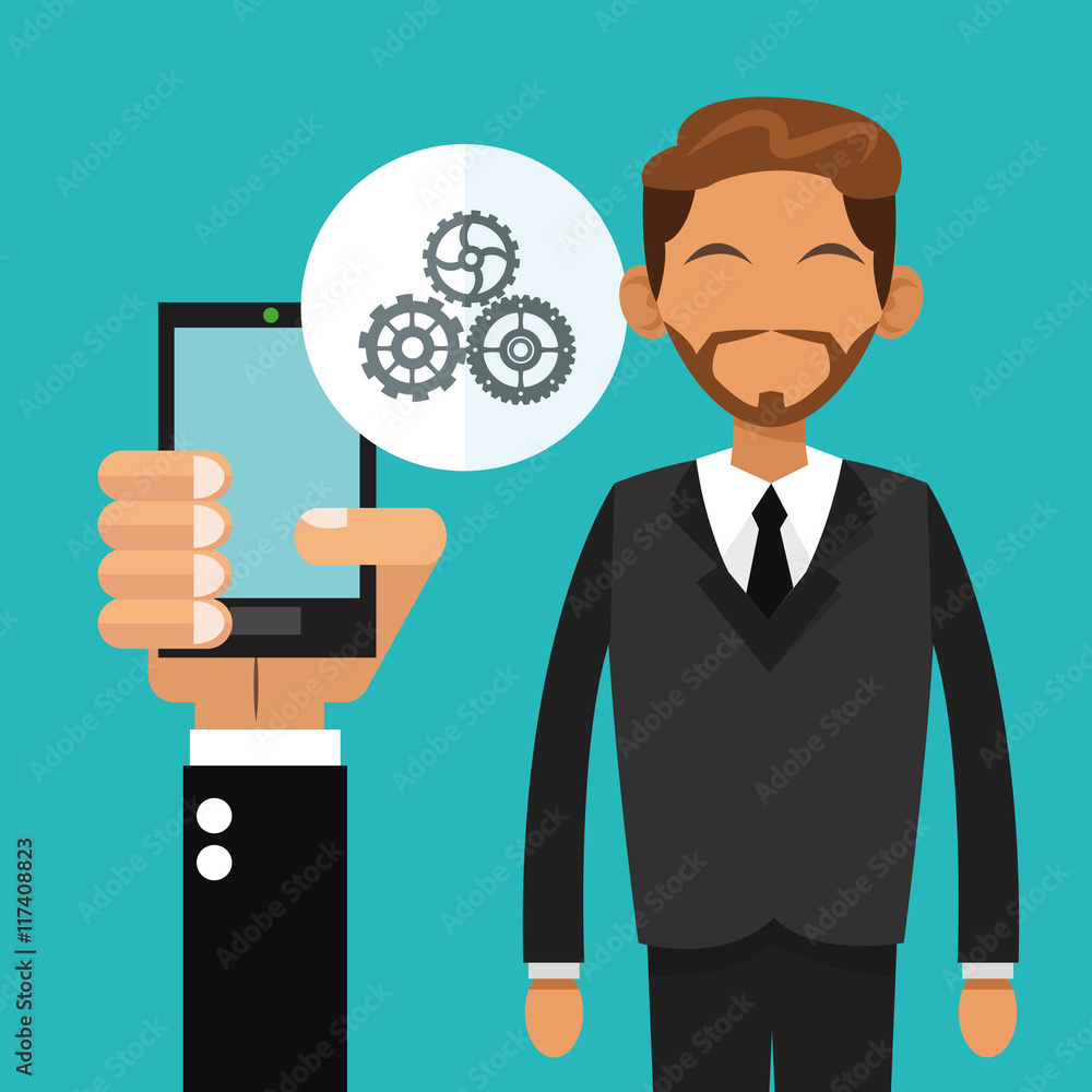 businessman smartphone human resources business icon. Colorfull and flat illustration. Vector graphic businessman smartphone human resources business icon. Colorfull and flat illustration. Vector graphic