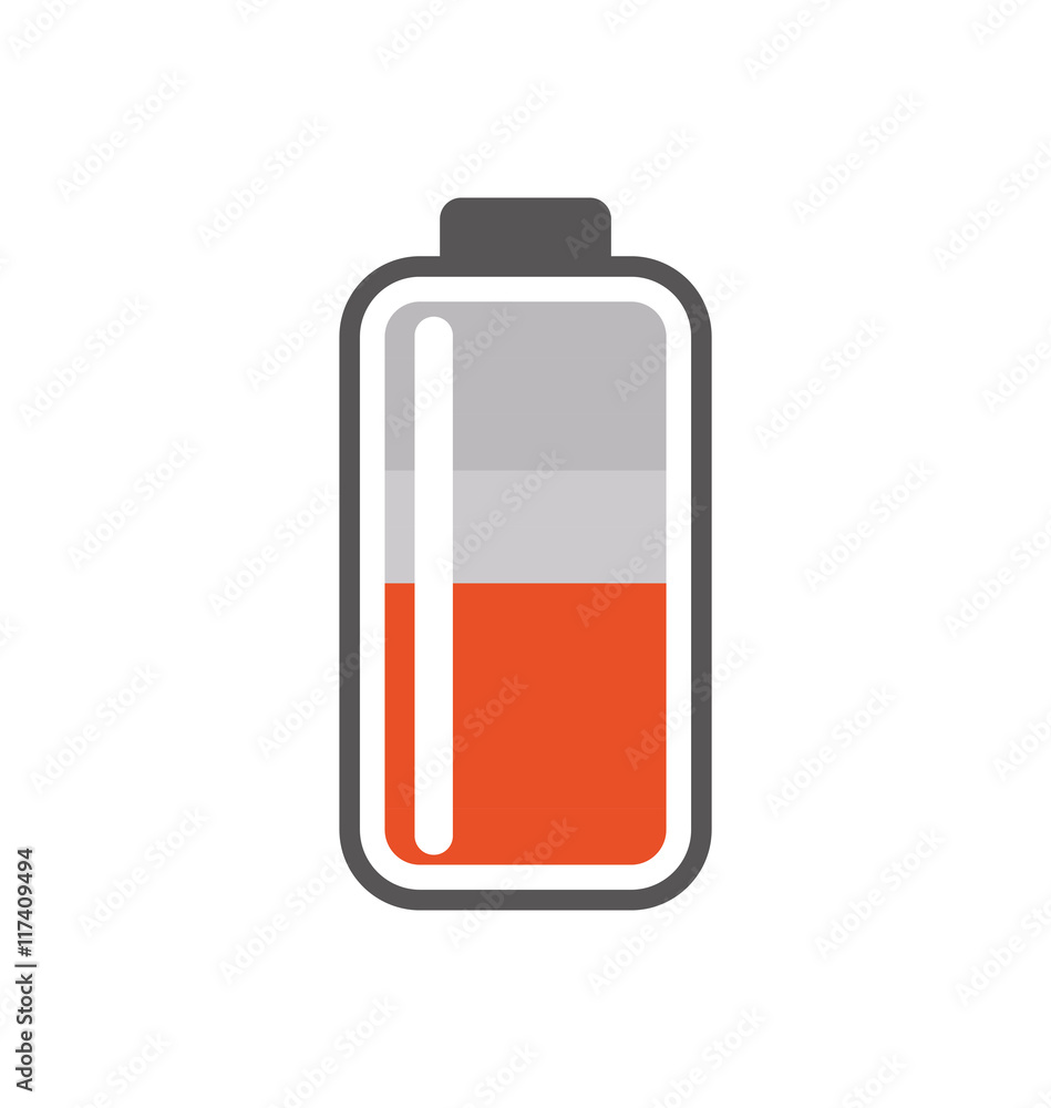 Battery orange energy power charge icon. Isolated and flat illustration. Vector graphic