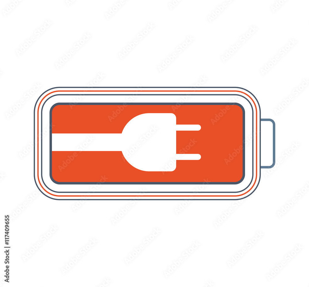 Fototapeta premium Battery orange energy power charge icon. Isolated and flat illustration. Vector graphic