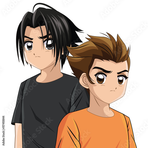 Boy anime male manga cartoon comic icon. Colorfull and isolated illustration. Vector graphic