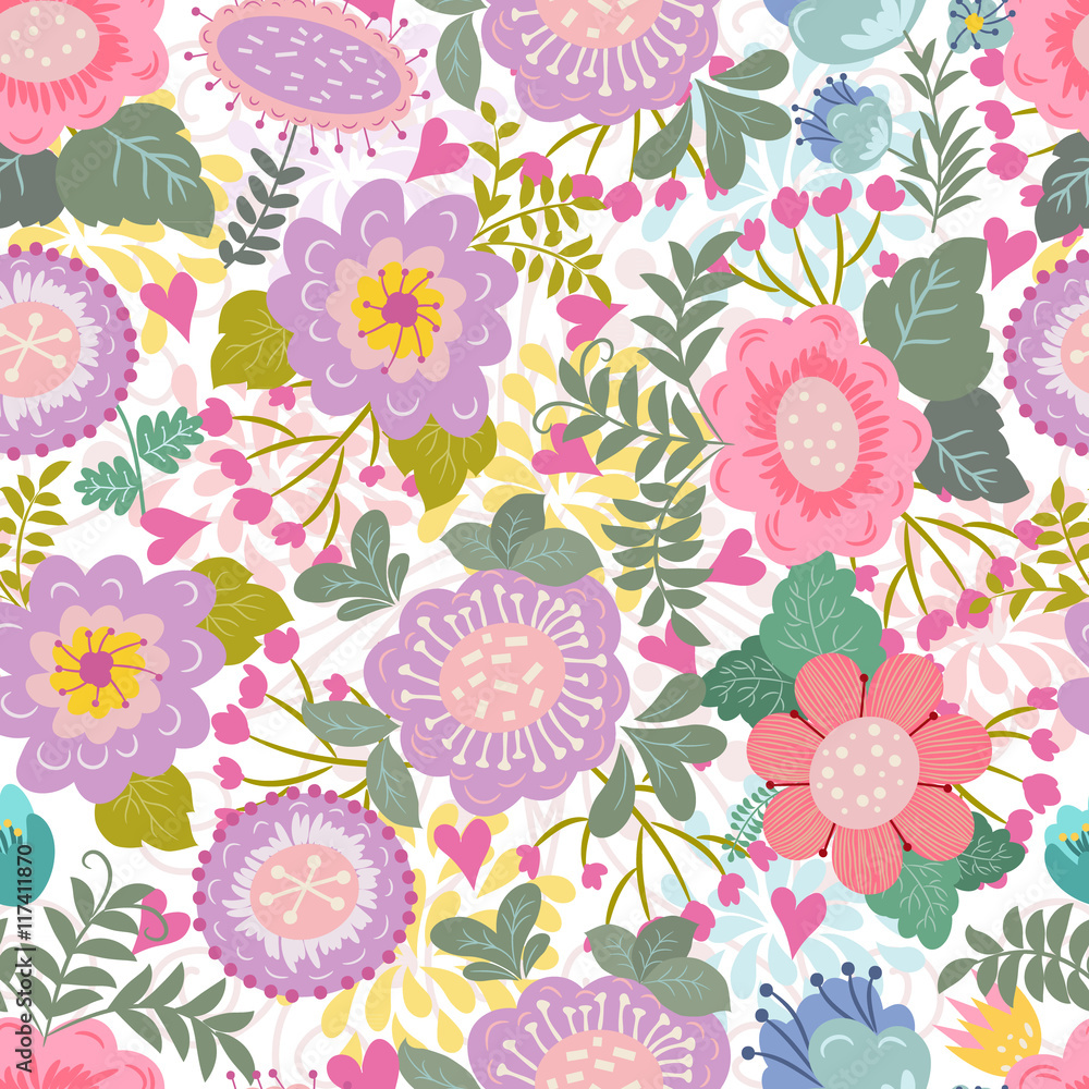 Fototapeta premium Wedding floral seamless pattern