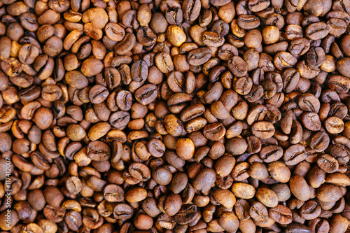 roasted Coffee beans shot from above  filling the frame