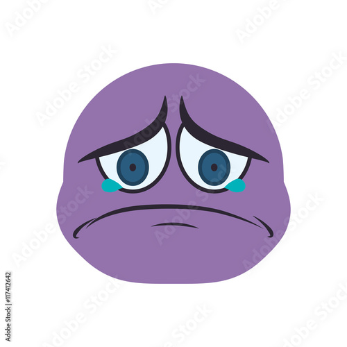 face sphere sad eyes expression cartoon icon. Isolated and flat illustration. Vector graphic