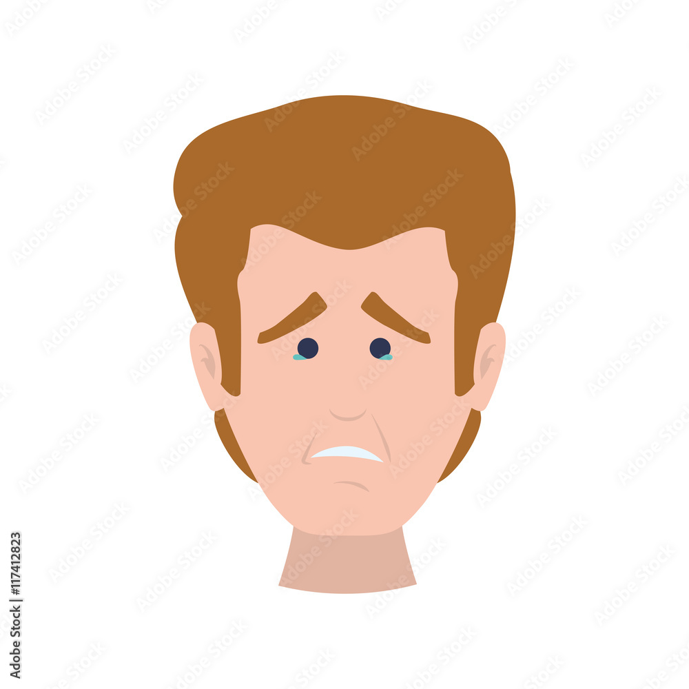 face man angry eyes expression cartoon icon. Isolated and flat illustration. Vector graphic