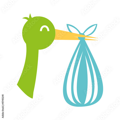 stork with bag baby isolated icon