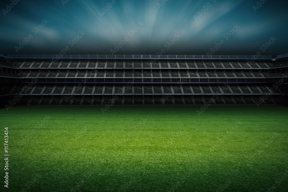 Naklejka premium stadion z boiskiem do piłki nożnej