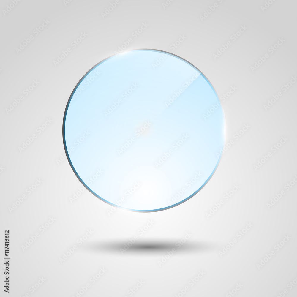 Blue transparent glass circle banner