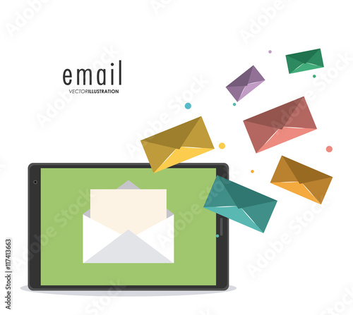 Email concept represented by envelope and smartphone icon. Colorfull and flat illustration.