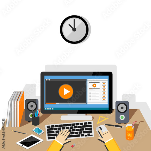 Watching video concept. Streaming online video.