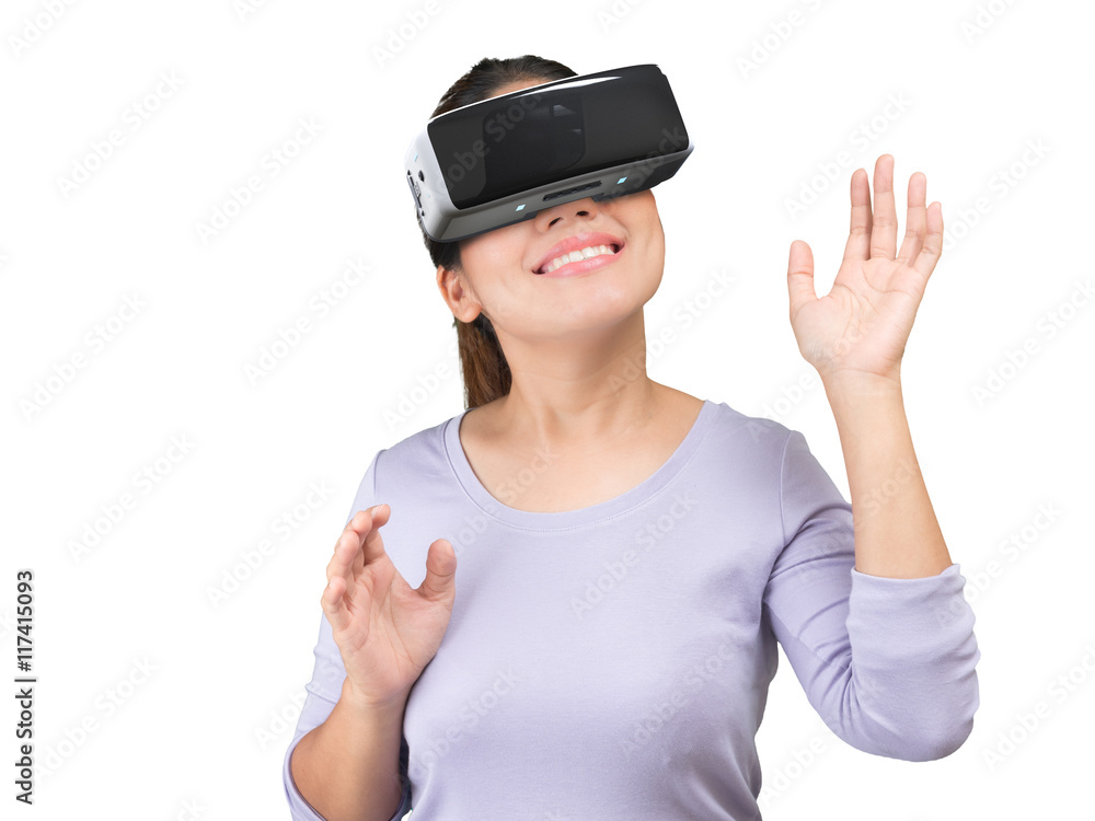 asian woman wearing vr headset asian woman wearing vr headset