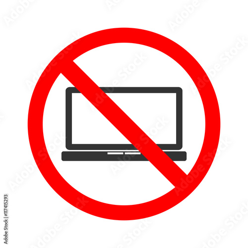 Stock vector of no laptop. Prohibition for accessing laptop. Don't use computer.
