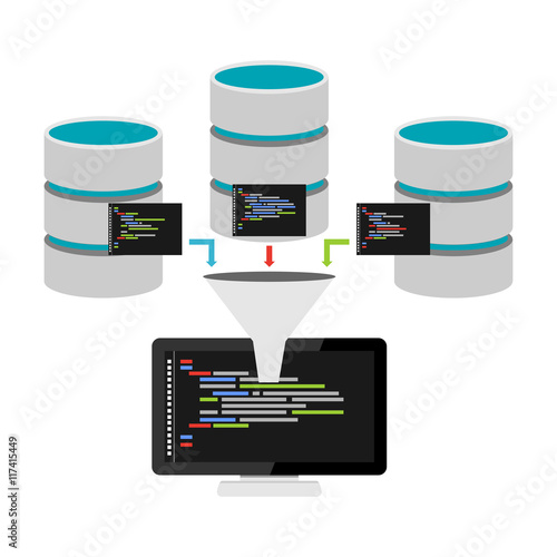 Database programming. Data mining. Big data technology concept.