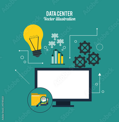 Data center concept represented by computer and icon set. Colorfull and flat illustration.