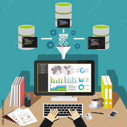 Business intelligence analytics dashboard. Data mining.