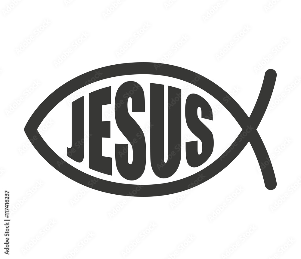 fish jesus christ word icon - obrazy, fototapety, plakaty 
