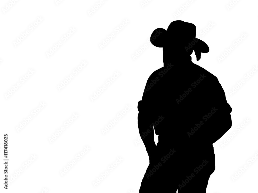Cowboy Silhouette On White