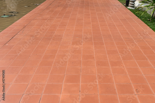 Tiles pathway in park