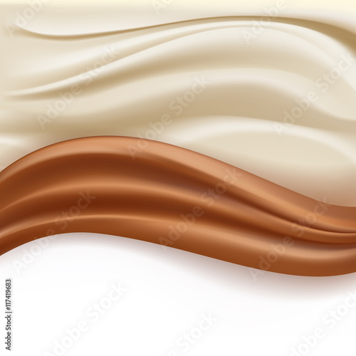 soft creamy milky and chocolate abstract waves over white 