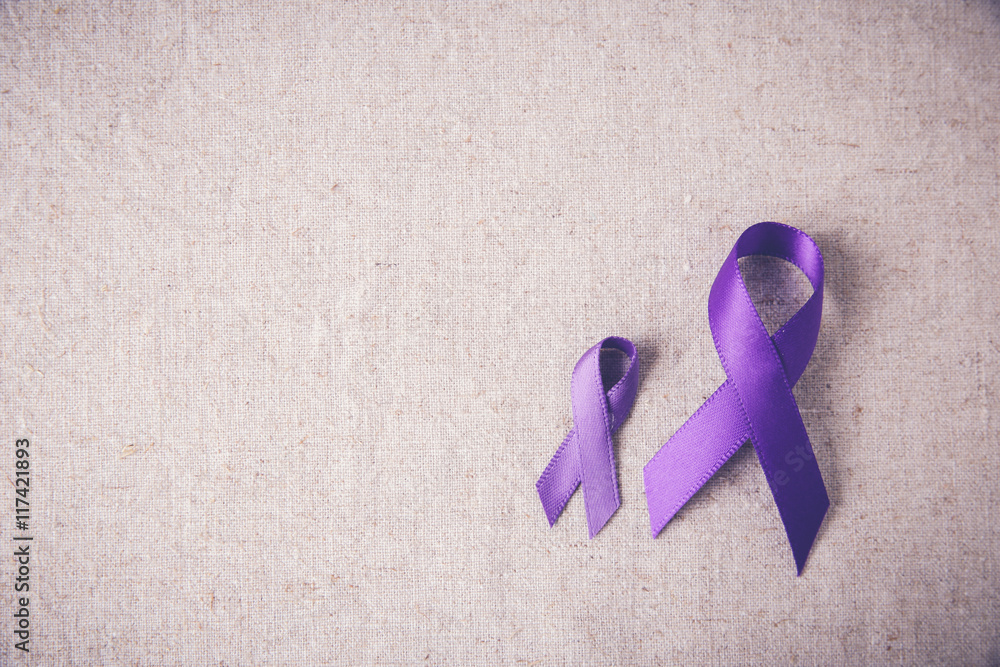 Purple ribbons toning copy space background, Alzheimer's disease ...