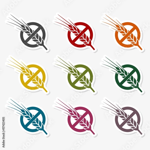 Gluten free vector stickers and icons for allergen free products