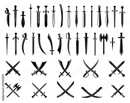 Fotobehang Sword icons set