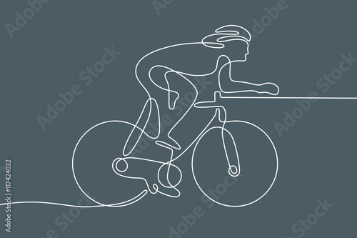 Bicycle graphic using single line to design and form the shape of Biking.