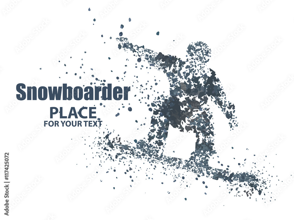 Obraz premium Skiers,particle divergent composition