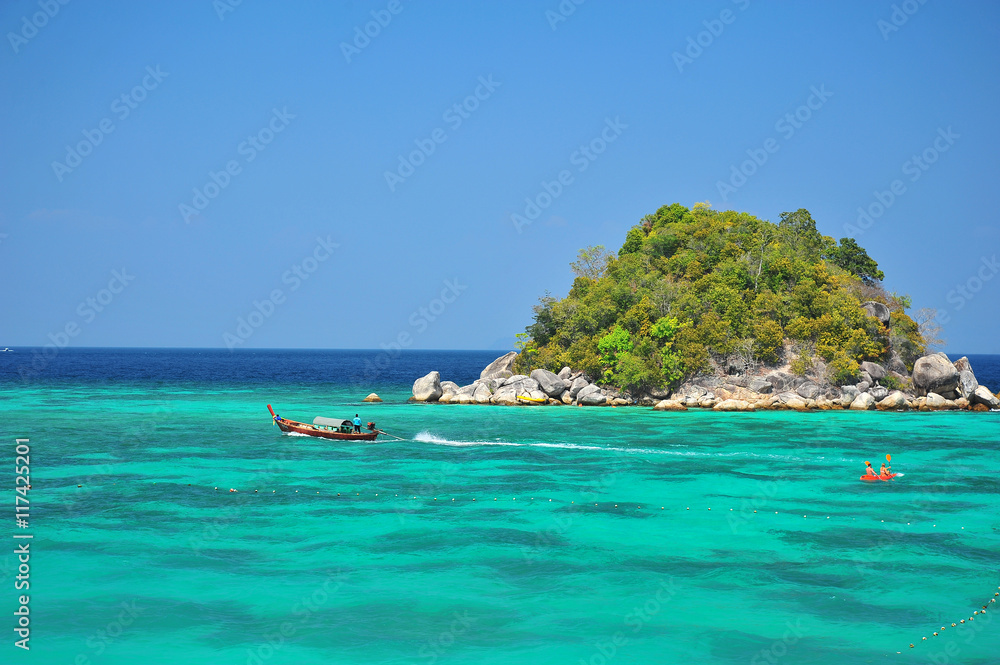 Tropical Island with Beautiful Blue Sea