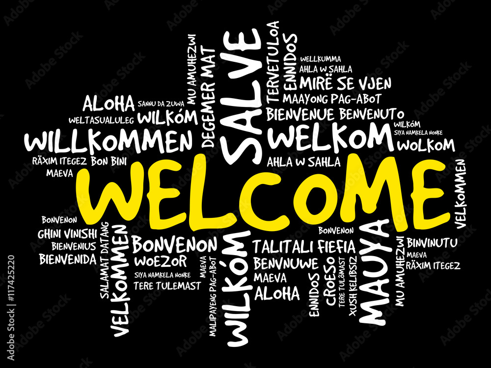 WELCOME word cloud in different languages, concept background WELCOME word cloud in different languages, concept background