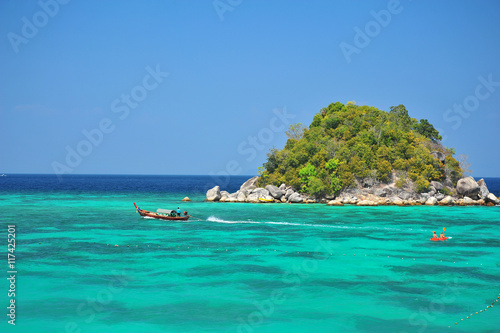 Tropical Island with Beautiful Blue Sea